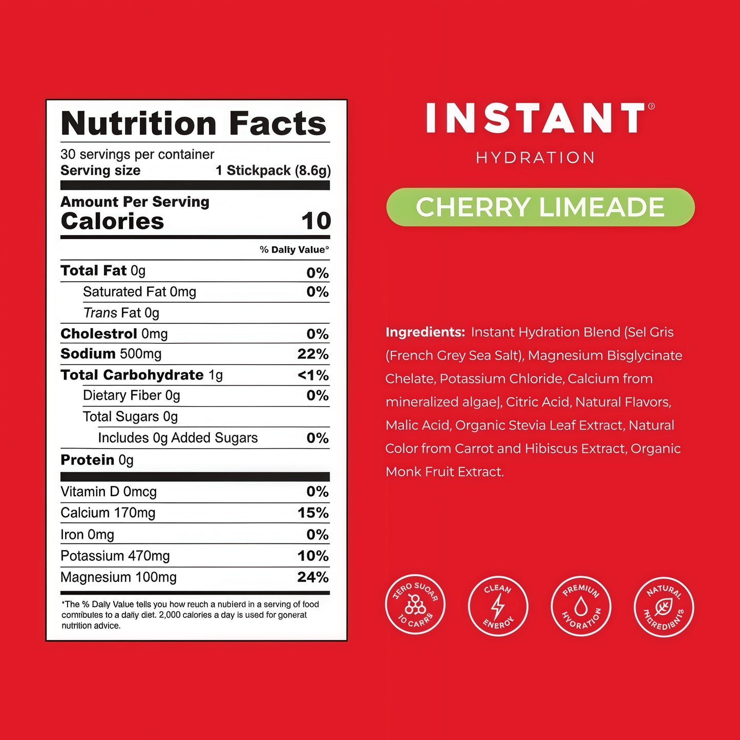 Instant Hydration Premium Electrolyte Drink Mix 30 Sticks